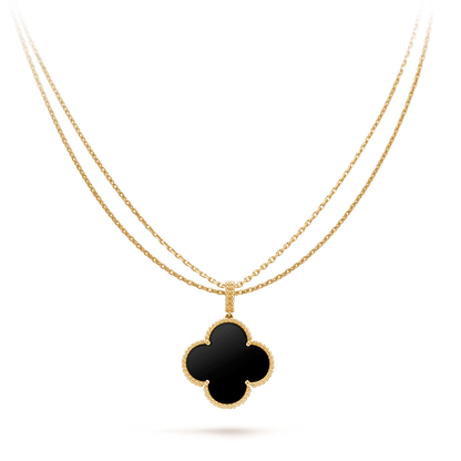¡®Sprite Jewelry¡¯CLOVER 25MM GOLD ONYX BIG CLOVER NECKLACE