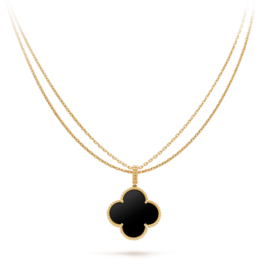 ¡®Sprite Jewelry¡¯CLOVER 25MM GOLD ONYX BIG CLOVER NECKLACE