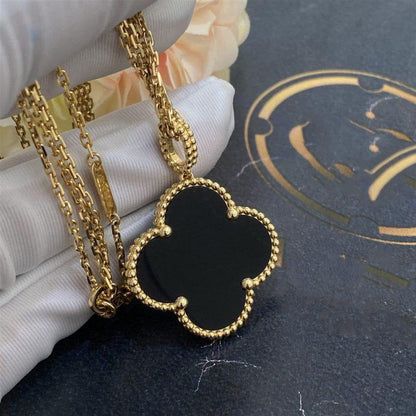 ¡®Sprite Jewelry¡¯CLOVER 25MM GOLD ONYX BIG CLOVER NECKLACE