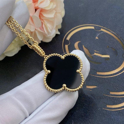¡®Sprite Jewelry¡¯CLOVER 25MM GOLD ONYX BIG CLOVER NECKLACE
