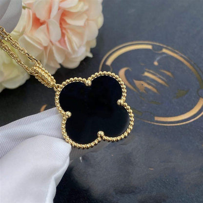 ¡®Sprite Jewelry¡¯CLOVER 25MM GOLD ONYX BIG CLOVER NECKLACE