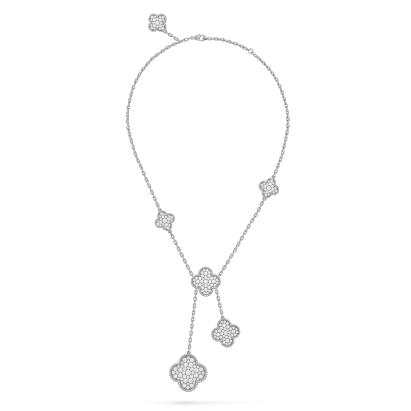 ¡®Sprite Jewelry¡¯CLOVER 5 MOTIFS SILVER DIAMONDS NECKLACE