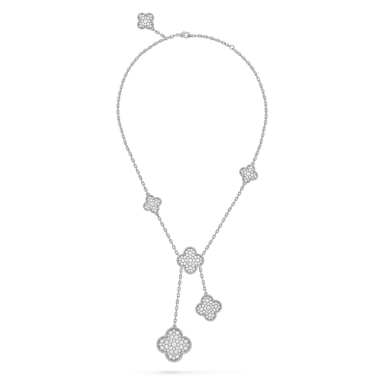 ¡®Sprite Jewelry¡¯CLOVER 5 MOTIFS SILVER DIAMONDS NECKLACE