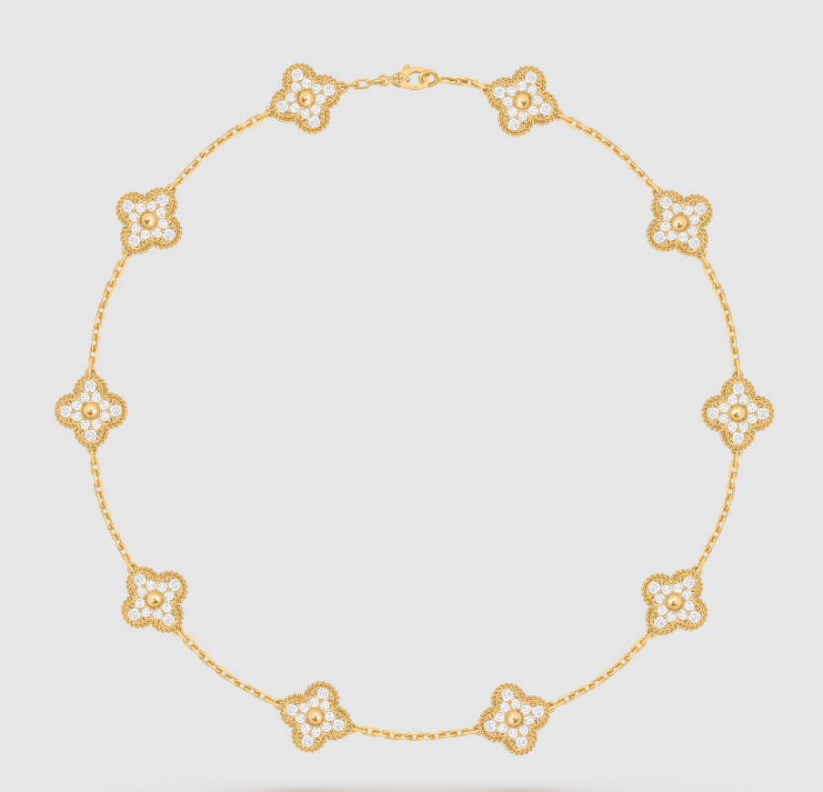 [¡®Sprite Jewelry¡¯]CLOVER 10 MOTIFS FULL DIAMOND NECKLACE