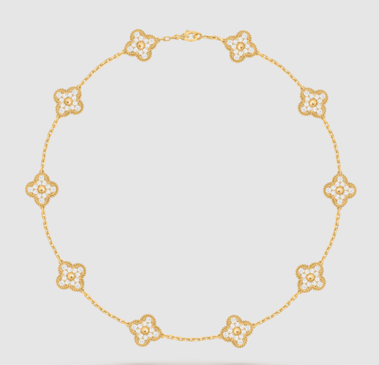[¡®Sprite Jewelry¡¯]CLOVER 10 MOTIFS FULL DIAMOND NECKLACE