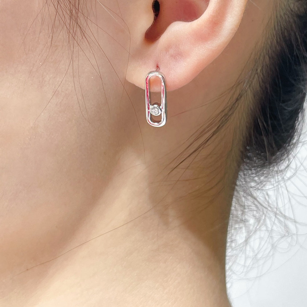 [Sprite Jewelry]MOVE UNO SMALL 1 DIAMOND EARRINGS