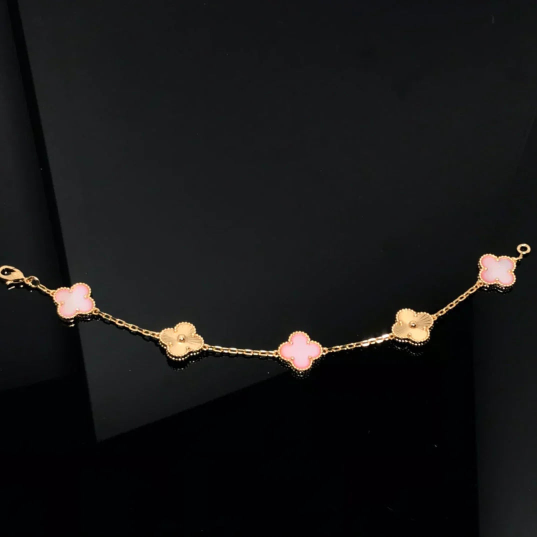 [Sprite Jewelry]New  CLOVER 5 MOTIFS  PINK MOP BRACELET COLLECTION