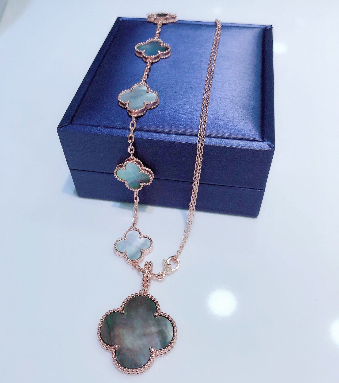 ¡®Sprite Jewelry¡¯COMBINED BRACELET 5 MOTIFS AND NECKLACE DARK MOP ROSE GOLD
