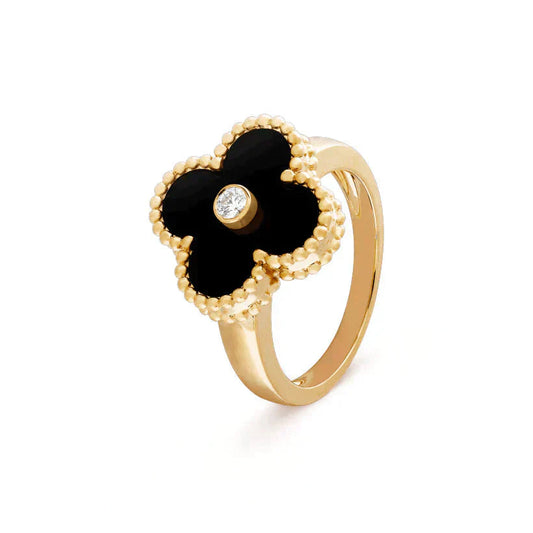 ¡®Sprite Jewelry¡¯CLOVER ONYX RING GOLD DIAMOND