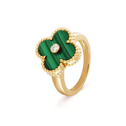 ¡®Sprite Jewelry¡¯CLOVER MALACHITE RING GOLD DIAMOND